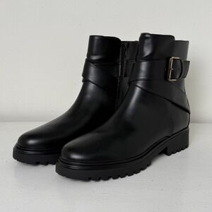 UNISA‎ Black Faux Leather Lug Sole Buckle Strap Ankle Boots Womens 11